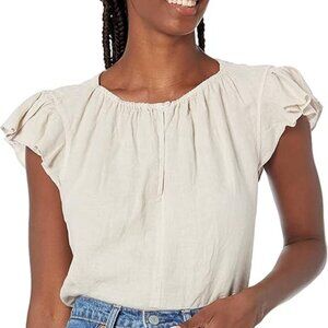 Velvet by Graham & Spencer - Women's "Irene" Linen Flutter Sleeve Blouse